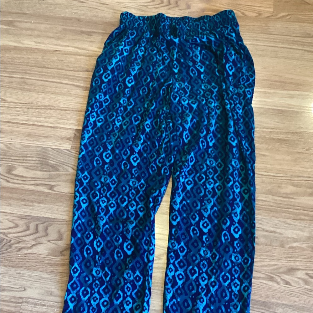 Faded Glory Teal and Navy Patterned Pants